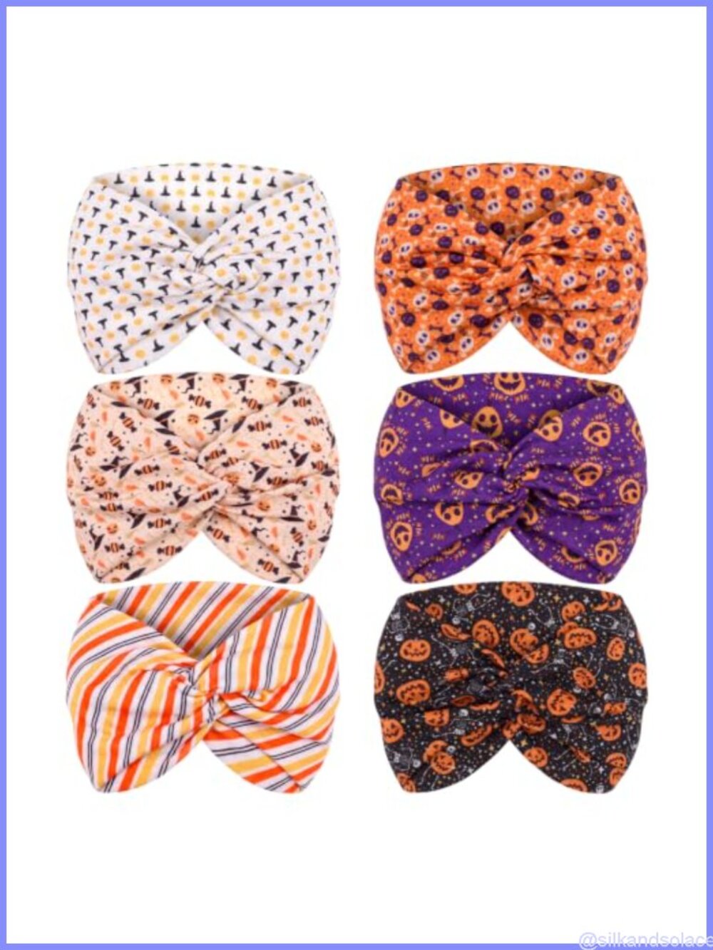 6 Pack Halloween Headbands Wide Cross Stretch Fabric Hair Accessories
